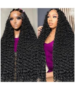 13x6 Deep Wave Lace Front Wigs Human Hair 180 Density, 30 Inch Curly Lace Frontal Wig Human Hair Pre Plucked with Baby Hair ( 30inch, 13x6 Curly Wig )