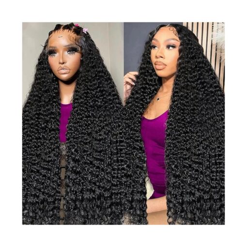 13x6 Deep Wave Lace Front Wigs Human Hair 180 Density, 30 Inch Curly Lace Frontal Wig Human Hair Pre Plucked with Baby Hair ( 30inch, 13x6 Curly Wig )