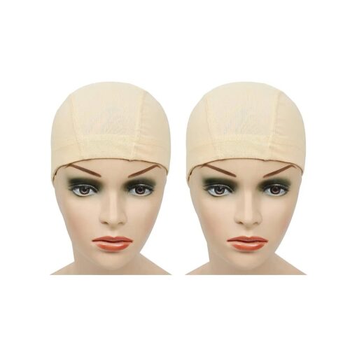 YANTAISIYU 2 Pcs/Lot Wig Caps Mesh Cap with Wide Elastic Band Wig Cap for Making Wig Mesh Dome Cap for Wigs ( Blonde Mesh Cap M )