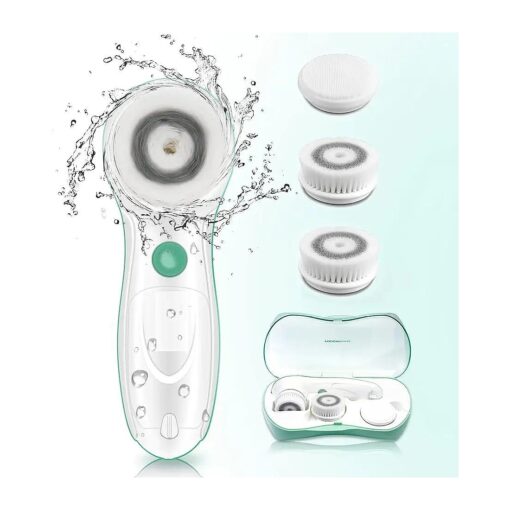 Facial Cleansing Brush, TOUCHBeauty Face Scrubber Electric with Case, 3 Spin Brushes for Deep Cleansing, Gentle Exfoliating, Dual-Speed, Waterproof AS-0759A ( Green )