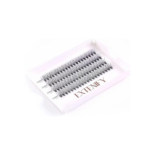 EXTENIFY Soft DIY Lashes 0.07mm 20 Roots 80 Clusters C Curl 11mm Individual False Eyelashes Natural Eyelash Extension at Home ( 20D-11mm-C Curl )