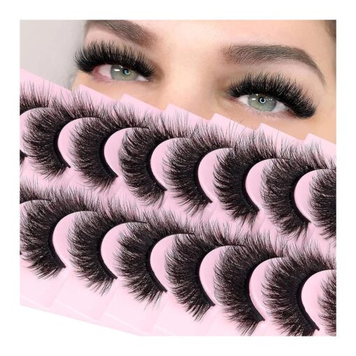 Mink Lashes Natural Look False Eyelashes Fluffy Lashes Wispy Eyelash Thick Volume Fake Eye lashes that look like extensions 9 Pairs by Winifred