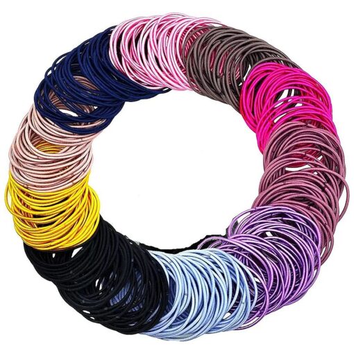 330 Pieces Multicolor No Crease Girls Hair Ties, Hair Bands, Bulk Elastics Ponytail Holders Ties for Thick Heavy and Curly Hair ( 4.5 cm in Diameter, 2 mm )