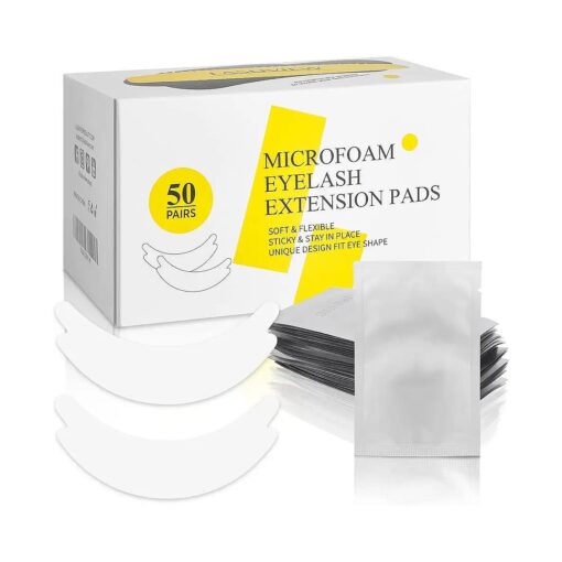 LASHVIEW 50 Pairs Eye Pads, Under Eye Pads for Eyelash Extension, Microfoam Eye Pads, Natural NO Hydrogel, Lash Extension Lint Free, Fit Most Eye Shape, Stick Well, Hypoallergenic, Waterproof