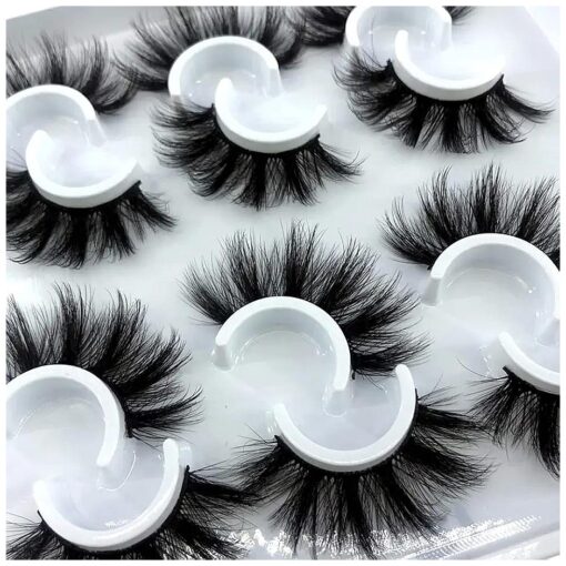 Lashes Fluffy 3D Faux Mink Lashes 25mm Long Natural Look False Eyelashes for Eye Makeup Reusable Eyelashes ( 6pairs-Amdf12 )