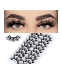 FARRED Fluffy Lashes Wispy Mink Eyelashes 8D Faux Eye Lash Natural False Eyelash Dramatic Fake Lashes Pack 10 Pairs Soft Doll Eyes Lash Strips ( Z02|12-18MM )