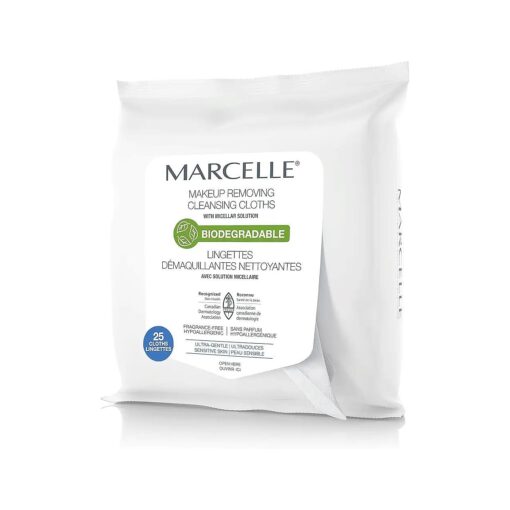 Marcelle Biodegradable and Recyclable Ultra Gentle Makeup Removing Cloths, 25 Wipes