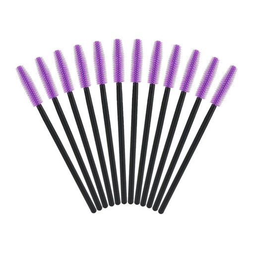 G2PLUS 50PCS Eyelash Brushes, Purple Silicone Soft Mascara Wands, Disposable Mascara Brush, Cosmetic Eyelash Extension Applicators Professional Makeup Tool Set ( Purple )