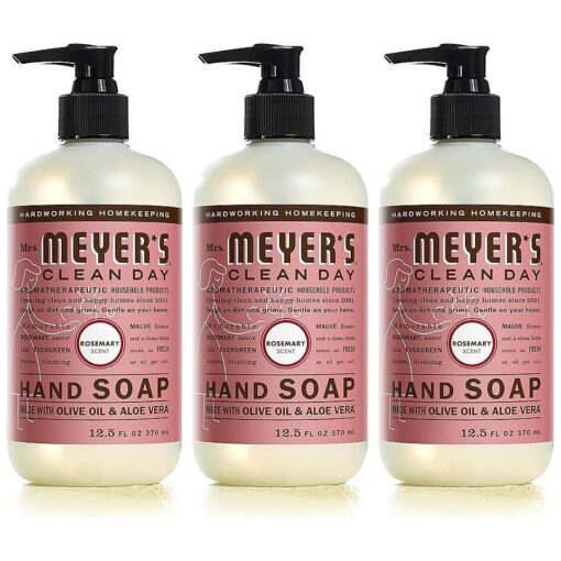 Mrs. Meyer 's Clean Day Liquid Hand Soap, Cruelty Free and Biodegradable Formula, Rosemary Scent, 12.5 oz- Pack of 3