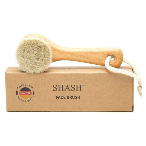 Since 1869 Hand Made in Germany - Sustainable Exfoliating Face Brush, Scrub Cleansing Brush, Exfoliates Skin to Help Reduce Flaking, Fine Lines, Supports Glowing Complexion ( Soft Goat Bristle )