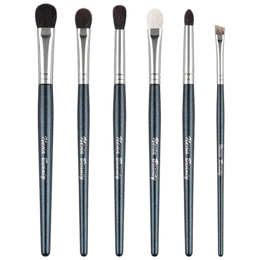 Natural Goat Hair Eye Makeup Brush Set, 6 Pcs Professional Blending Eyeshadow Makeup Brushes for Concealer Eyebrows Eyeliner, Soft Hairs & Wood Handle ... ( blue 6pcs )