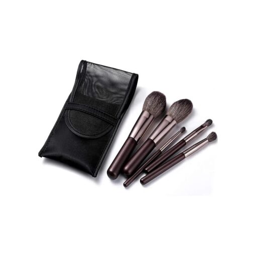 Portable Mini Natural Goat Hair Makeup Brushs Travel Set With Case Purse,6PCS Cosmetic Brushes Kit-Includes-Powder-Blush-Blending-Eyeshadow And Detail Eye Brush ( Travel Size )