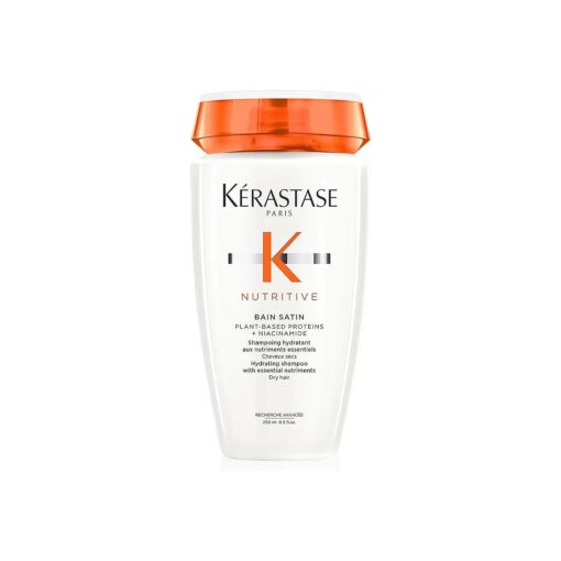 Kerastase Nutritive Bain Satin Shampoo | Gently Cleanses & Replenishes Moisture for Soft, Shiny Hair | With Plant-Based Proteins & Niacinamide | For Fine to Medium Dry Hair