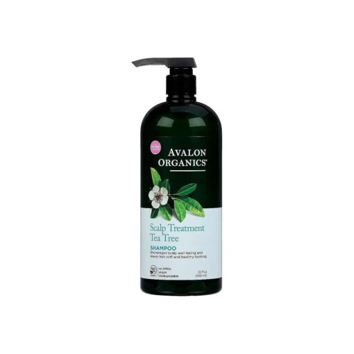 Avalon Organics Scalp Treatment Tea Tree Shampoo, Encourages Scalp Well-Being and Leaves Hair Soft, 32 Fluid Ounces