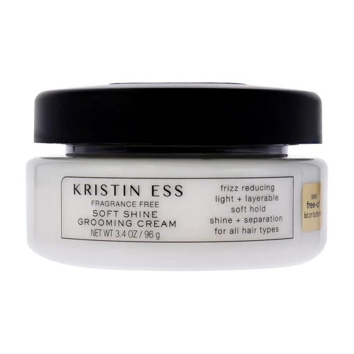 Kristin Ess Hair Fragrance Free Soft Shine Grooming Cream for Shine + Definition - Frizz Reducing, Hair Styling Cream for Men and Women, Soft Hold, Vegan, 3.4 oz - Pack of 1