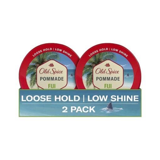 Old Spice Hair Styling Fiji Pomade for Men Flexible Hold Low Shine, 2.22 oz Each, Twin Pack 4.44 oz