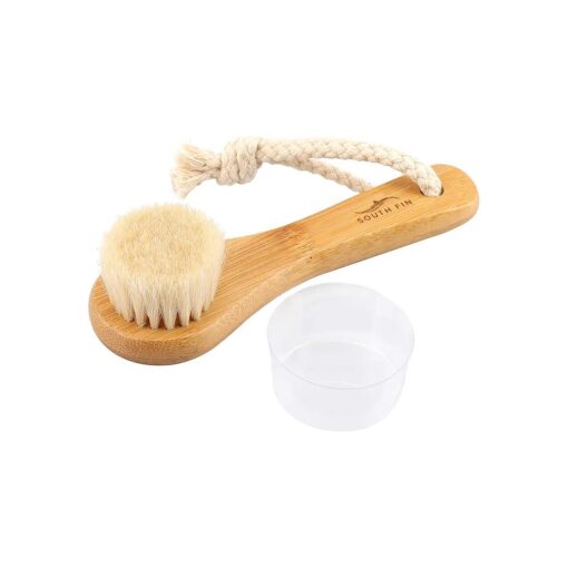 Facial Cleansing Brush, Natural Horsehair Exfoliator Face & Body Brush Wooden Handle, Dry Soft Brush for Smooth Radiant Skin, Lymphatic Drainage, Unclogging Pores, Reduce Swelling, Removing Blackhead