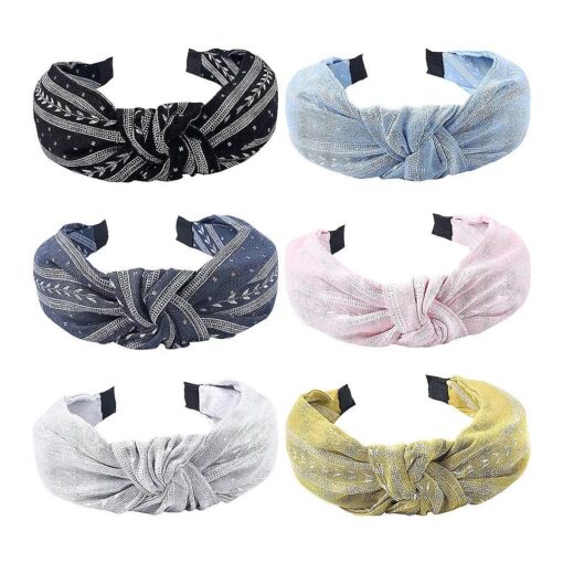 Ivyu Headbands Women Hair Head Bands - Accessories Cute Boho Beauty Fashion Hairbands Girls Cross Vintage Head Hair Bands Knotted Wide Band For Workout GYM Yoga Running 6 pcs