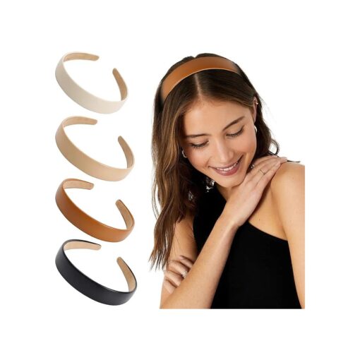 WOVOWOVO Leather Headbands for Women, 1Inch Non Slip Soft PU Hair Head Bands Diademas Para Mujer De Moda Cute Beauty Fashion Hairbands Hair Accessories