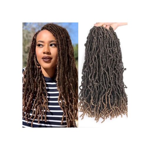 Leeven 18 Inch Ombre Blonde New Soft Locs Crochet Braids Hair 7 Packs Pre-looped Curly Wavy Goddess Faux Locs Crochet Hair for Women Afro Roots Synthetic Braiding Hair Extensions T27 #