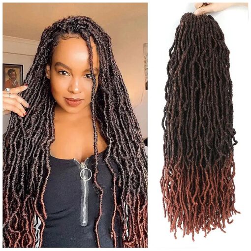 22 Inch Faux Locs Ombre Ginger Crochet Hair 7 Packs Soft Locs Crochet Hair Prelooped Crochet Locs Butterfly Hair Extensions For Women ( 22 Inch,7 Packs,1B/350 )