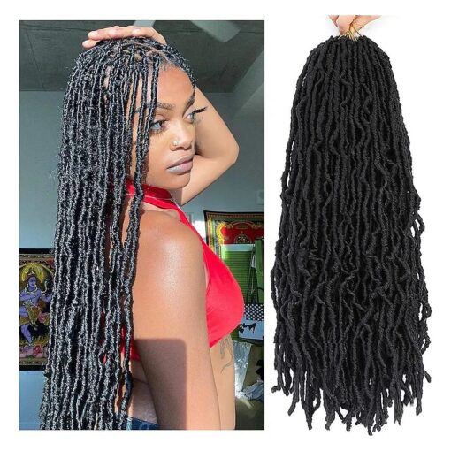 SamBraid 24 Inch 7 Packs New Soft Locs Crochet Hair for Black Women, for Natural Butterfly Locs Style Crochet Hair, Black Curly and Pre -Looped Faux Locs Crochet Hair ( 24 Inch, 7Packs, 1B )