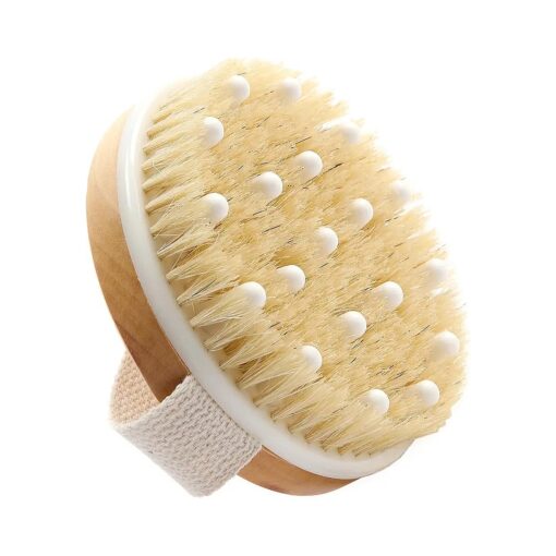 Dry Body Brush ( 1 Pack ) - Reduce Cellulite, Dry Brush for Cellulite and Lymphatic Drainage, Exfoliating Brush with Soft Massage Nodules, Shower Brush Body Scrubber ( 100 % Natural Bristle Brush )