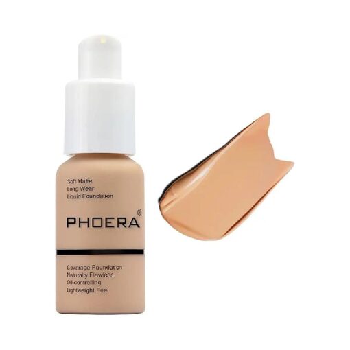 PHOERA Foundation, Flawless Soft Matte Liquid Foundation 24HR Oil Control Concealer Foundation Makeup ( 1 Pcs-104- Buff Beige )