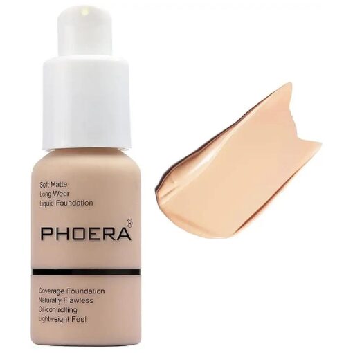 PHOERA Foundation, Flawless Soft Matte Oil Control Liquid Foundation Full Coverage Face Makeup, ( 102 # Nude )