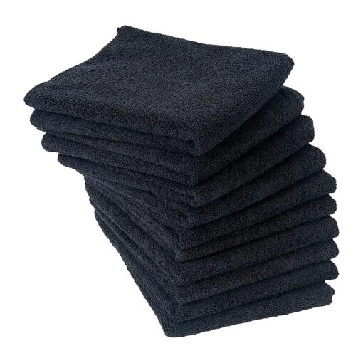 Eurow Microfiber Salon Towels, 16 by 29 Inches, Black, Pack of 10