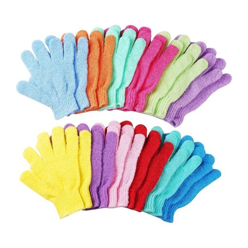 24 pcs Exfoliating Shower Gloves, Double Sided Exfoliating Bath Gloves Deep Clean Dead Skin for Spa Massage Beauty Skin Shower Body Scrubber Bathing Accessories.-12 Multi-Colors