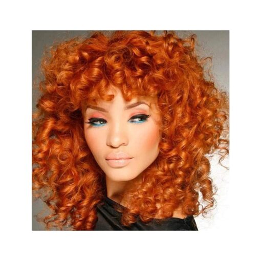 andromeda Orange Curly Wigs for Black Women Soft Afro Short Curly Wig with Bangs Heat Resistant Synthetic Fiber Hair Cosplay Wigs for African American Black Women ( Orange Copper )