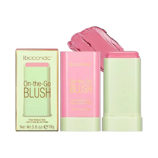 Blush Stick 2-in-1 Cheek and Lip Tint Soft Cream On-the-Go Blush Stick Blendable for Cheek Makeup, Blush Stick for Cheeks and Lips ( Shy Pink )