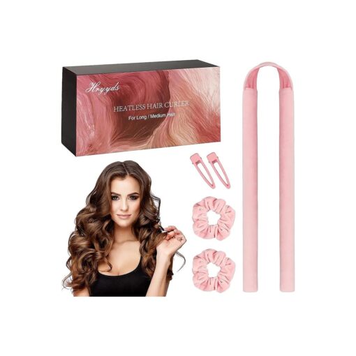 Upgraded Heatless Hair Curler, with Gift Box, Velvet Heatless Curls Headband - No Smell, Hair Curlers to Sleep in, Heatless Hair Curlers for Long Hair and Medium Hair ( Pink )