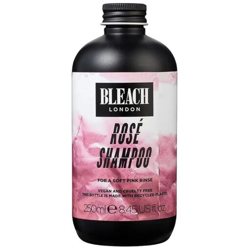 BLEACH LONDON Rose Shampoo - High Pigmented Soft Pink Rinse, Vegan, Cruelty Free, Color Protected Clean, Color Depositing Toning Formula, 8.45 fl oz