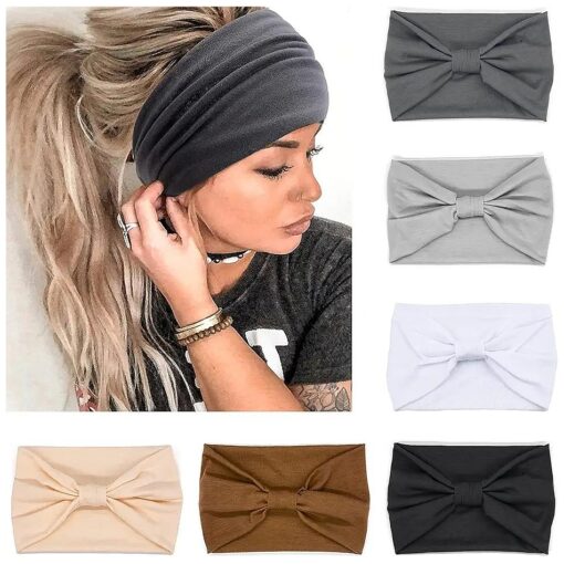 IVARYSS Wide Headbands for Women, Neutral Knotted Head Wraps Turbans, Large African Style Head Bands Hair Accessories, 6 Pack