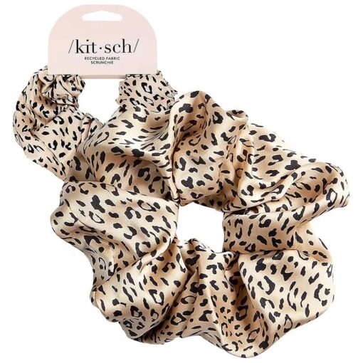 Kitsch Satin Brunch Scrunchie - Softer than Silk Scrunchies for Women | Satin Hair Tie for Thick Thin Hair | Satin Hair Scrunchies for Womens Hair | Hair Scrunchies for Girls ( Leopard )