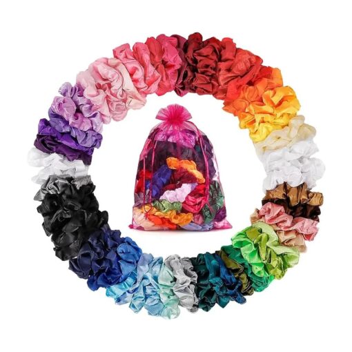 Satin Scrunchies for Women Girls 60 Pack, Satin Silk Scrunchies for Hair Scrunchies for Girls Satin Hair Scrunchies for Women 's Hair Scrunchie Bulk Satin Scrunchies for Curly Hair