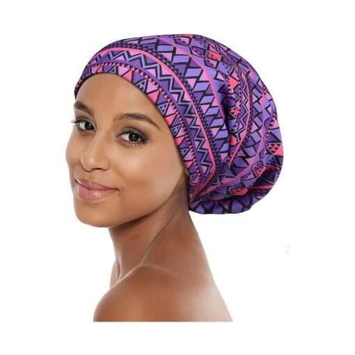 Sleep Cap Satin Bonnet Extra Large African Print Hair Wrap for Curly Hair, Locs Black Women