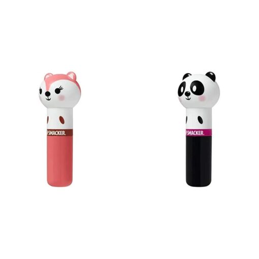 Lip Smacker Lippy Pal Lip Balm, Foxy Apple Flavor With Panda Cuddly Cream Puff 0.14 Ounce