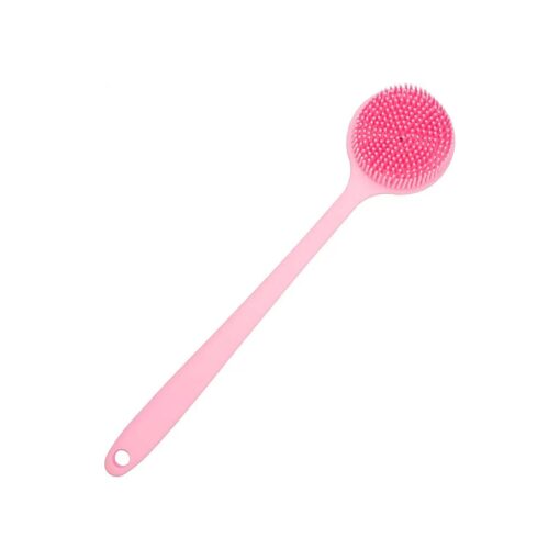 DNC Soft Silicone Back Scrubber Shower Bath Body Brush with Long Handle ( Pink )