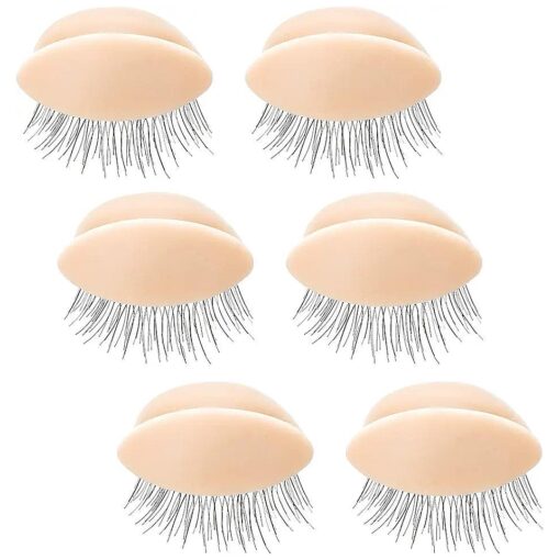 ANCIRS 1 Box 3 Pairs Replacement Eyelids for Mannequin Head, Silicone Rubber Removable Realistic Eyelids for Eyelash Training Practice Makeup Extension