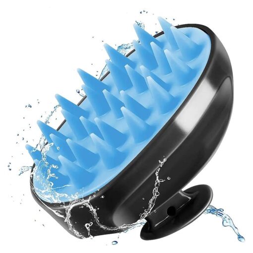 Sosoon Scalp Massager Shampoo Brush, Soft Silicone Hair Scalp Exfoliating Scrubber for Men Women Kids Hair Growth Stress Relief with 50pcs Balloons ( Black and Dark Blue )