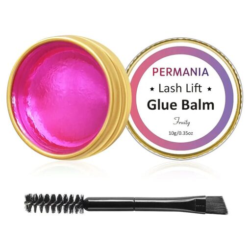 PERMANIA Lash Glue Balm, Eyelash Lifting Adhesives Strong Hold and Perfectly Shaped Eyebrows for Brow Lamination Kit, Lash Lift Balm Bright Colors & Fruity Flavours Fast Drying & Waterproof ( Pink )