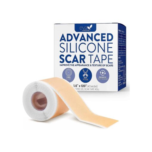 Soft, Medical Grade Silicone Tape For Scars ( 1.6" x 120" ) - Reduce The Appearance Of Surgical, C Section, Hypertrophy, Keloid Scars, & Acne Scars - Silicone Scar Tape For Surgical Scars, Silicone Scar