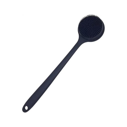 DNC Back Scrubber for Shower Soft Silicone Bath Body Brush with Long Handle ( Black )