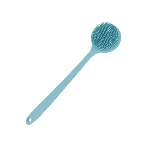 DNC Soft Silicone Back Scrubber Shower Bath Body Brush with Long Handle ( Blue )