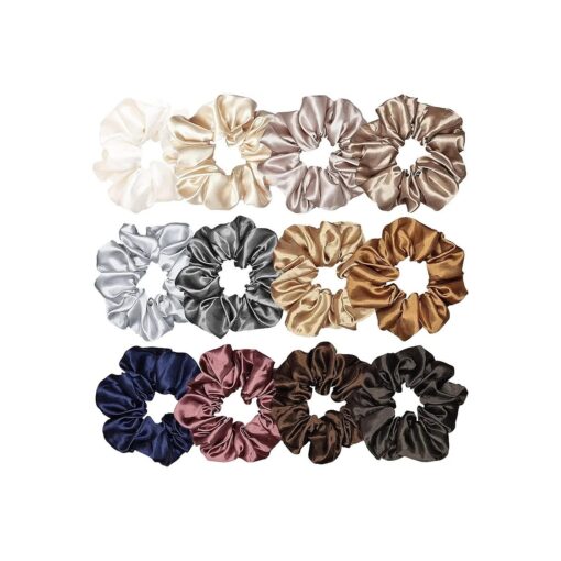 12 Pcs Satin Silk Hair Scrunchies Soft Hair Ties Fashion Hair Bands Hair Bow Ropes Hair Elastic Bracelet Ponytail Holders Hair Accessories for Women Girls ( 4.5 Inch, Multi-colored )