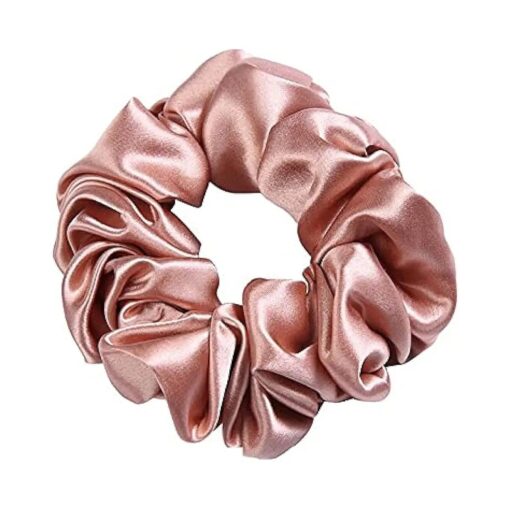 Silk Scrunchies for Hair Sleep 100 % Pure 22 Momme Mulberry Silk Scrunchies for Curly Hair with Elastic Band 1 Pack Silk Hair Ties Ropes Scrunchies Set for Women Girls