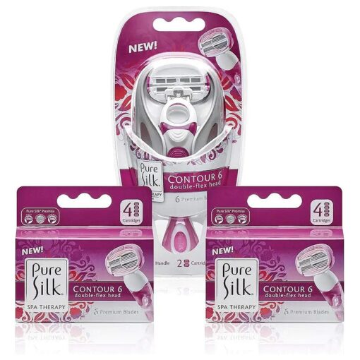 Pure Silk Contour 6 Women 's Razor & 10 Ct. Refill Set